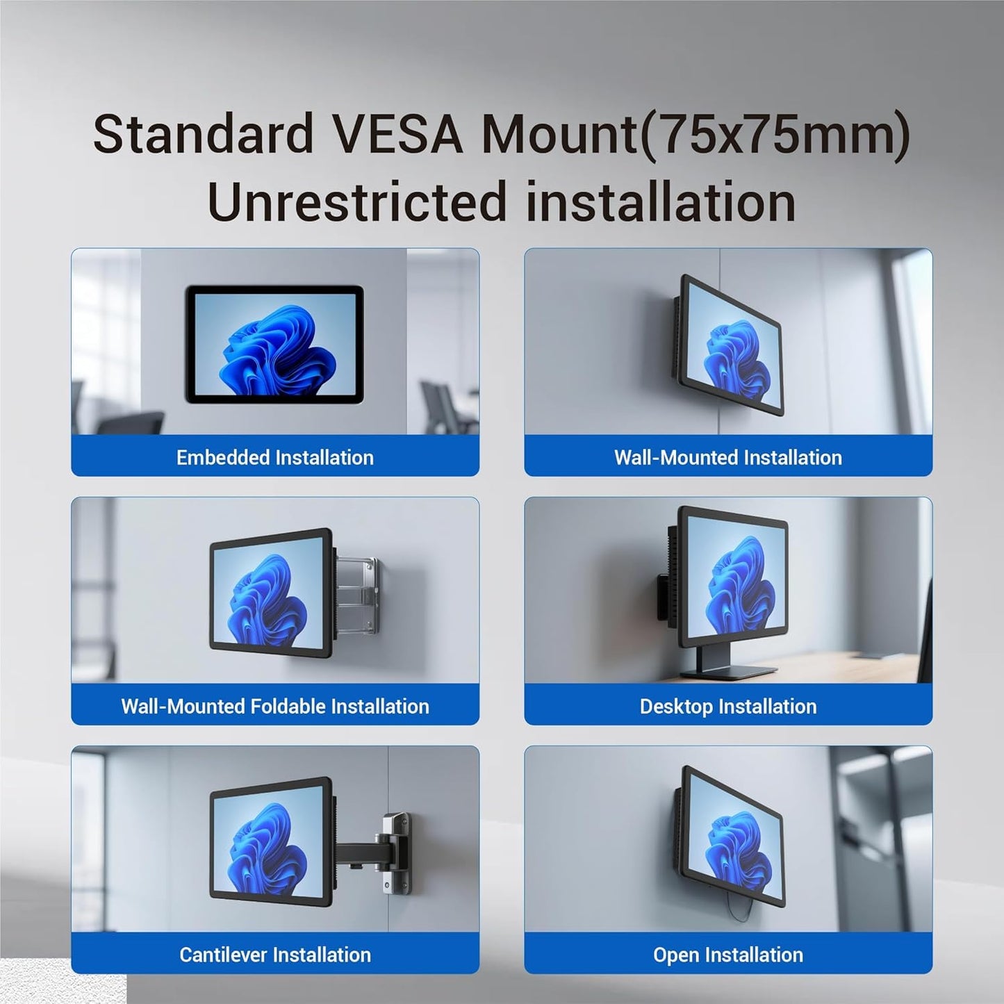 10.1 inch Industrial Embedded Panel PC, Win 11 Computer with 10 Points Touchscreen Tablet, Celeron N5095 8GB RAM/128GB ROM, Dual HDMI 2.0 WiFi 5 Bluetooth 5.0 for Office/Automation/Kiosk/Bar/Warehouse