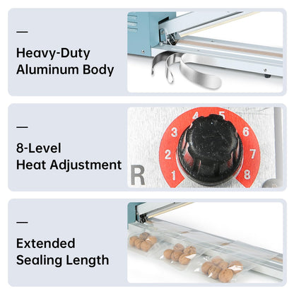 R-PACK Impulse Heat Sealer, Heavy Duty Sealing Machine with Extra 2 Replacements(white, 32inch)