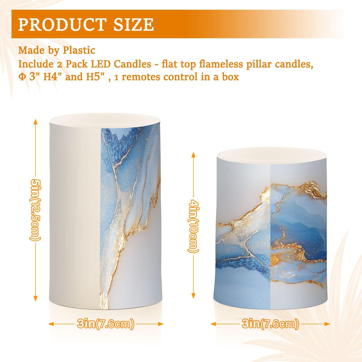 Zathe Flameless Pillar Candle Color Changing Led Flameless Candles for Dining Room Table Marble White White