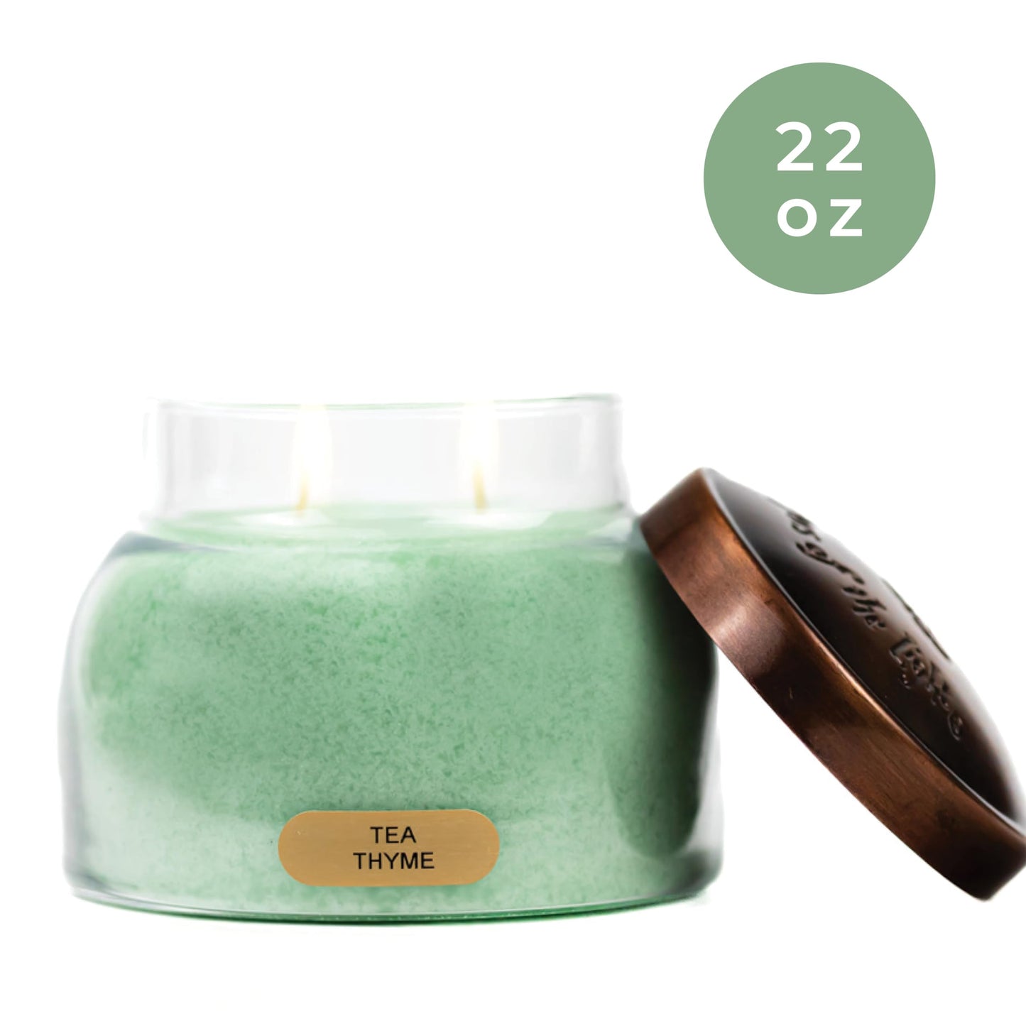 A Cheerful Giver — Tea Thyme - 22oz Mama Scented Candle Jar with Lid - Keepers of The Light - 125 Hours of Burn Time, Gift for Women, Green