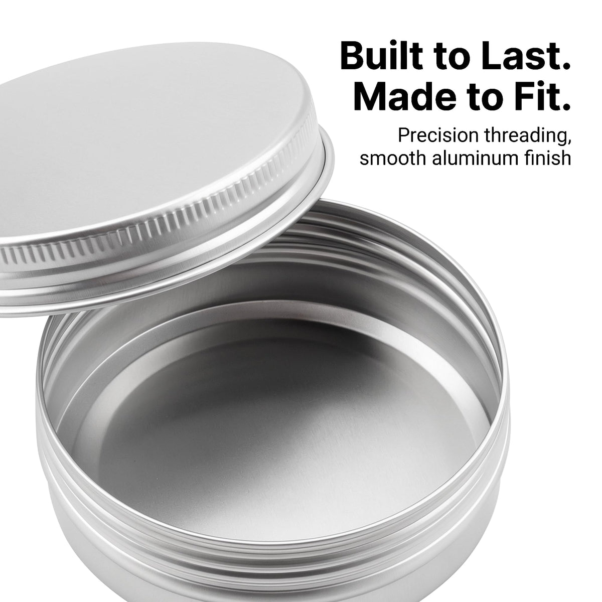 SEHOI 60 Pack 2oz Aluminum Tins Cans, Large Round Metal Tins Jars with Screw Lid, Metal Tin Food Candle Containers for Cosmetic, Spices, Candies