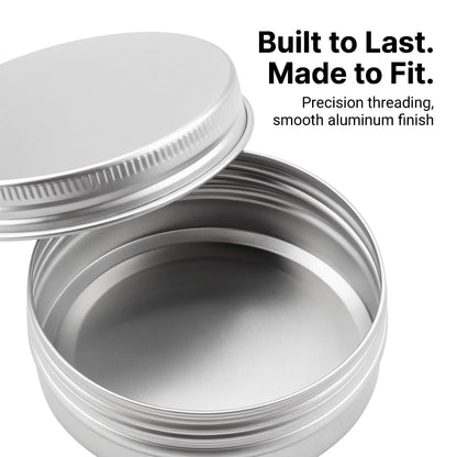SEHOI 60 Pack 2oz Aluminum Tins Cans, Large Round Metal Tins Jars with Screw Lid, Metal Tin Food Candle Containers for Cosmetic, Spices, Candies