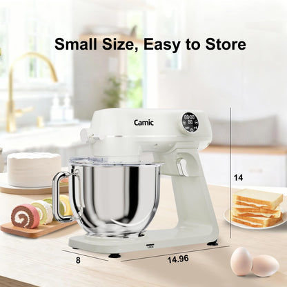8.45 QT All Metal Stand Mixer,10 Speed Large Capacity Kitchen Mixer with Digital Timer & Tilt-Head, Electric Mixer with Whisk Dough Hook Mixing Beater for Baking,Cakes,Cookie,Bread,Salad (White)