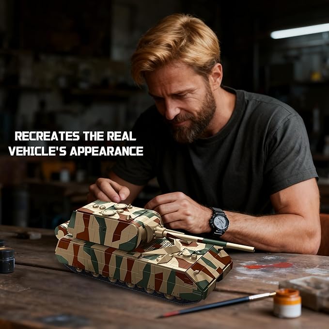 WW2 Panzer VIII Maus Tank Building Sets for Adults Army Military Vehicles Collectible Model for Home Decor (Camouflage)