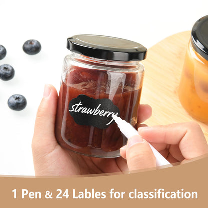 BPFY 24Pack 12oz Glass Jars with Lids, 350ml Clear Candle Jars for Making Candles, Reusable & Dishwasher Safe Manson Canning Jar Bulk for Jam, Jelly, Honey, Pickles, Spice