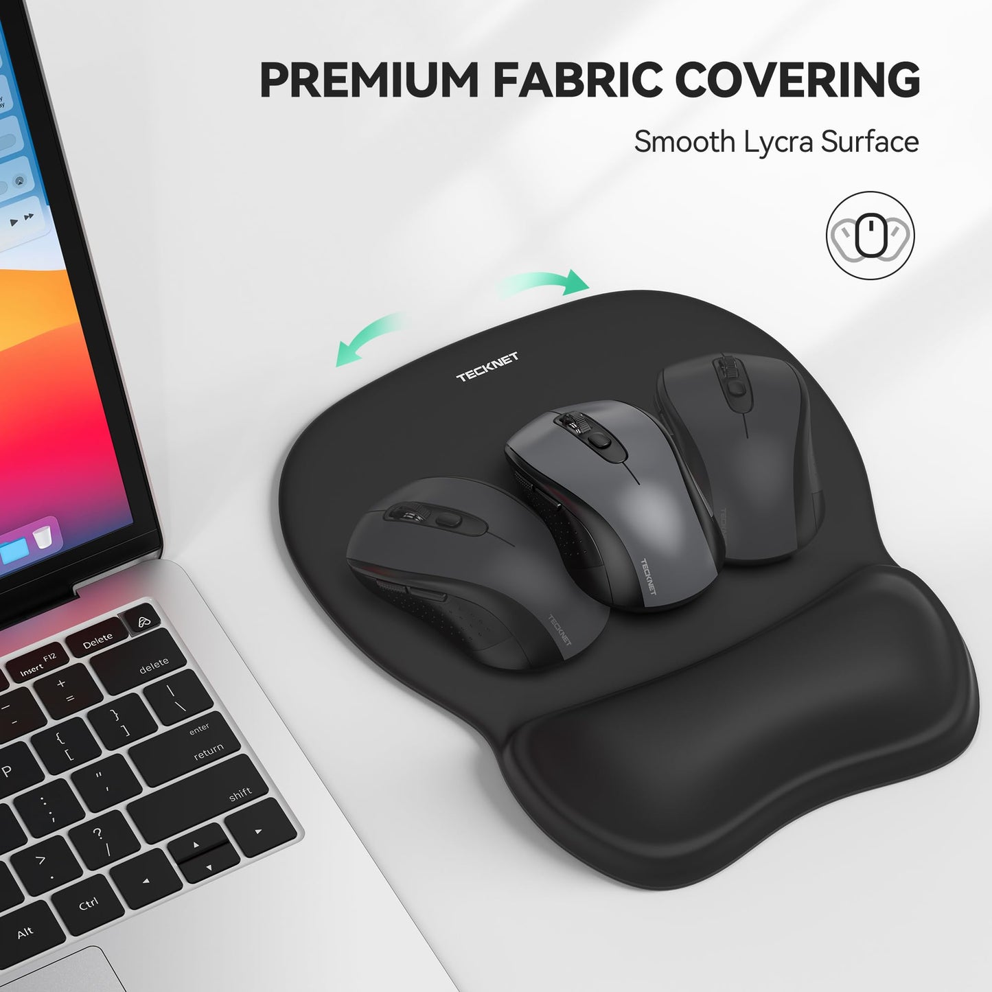 TECKNET Gel Mouse Pad with Wrist Rest, Ergonomic Office Mousepad with Wrist Support - Non-Slip & Smooth Surface Comfortable Desk Accessories Mat for Office, Gaming and Study - Charcoal Black