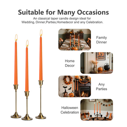 8 Pack 10 Inch Thanksgiving Candles Orange Taper Candles For Fall Home Decor Harvest Festival and Halloween Decor