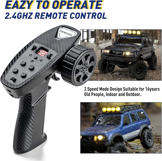 EAZYRC FMS Fcx18 1/18 Land Cruiser 80 Toyota RC Rock Crawler RTR 4x4 Off-Road Waterproof Hobby Grade RC Trucks All Terrains for Adults and Beginner(Blue)