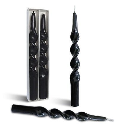 BALEAGCDL Twisted Taper Candle Black Spiral Candlesticks 10 Inch Unscented Handmade Smokeless Dinner Candles Set for Holiday Wedding Party Gift Home Decoration
