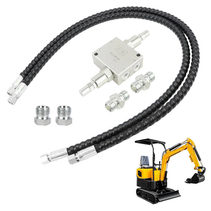 New Hydraulic Cushion Valve Kit Compatible with Mini Excavator Swivel Motor, Compatible with Most Mini Excavators & Equipment with 1/4” Hydraulic Hoses & M14×1.5 Threaded Ports