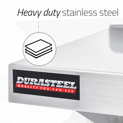 DuraSteel Heavy Duty Wall Mount Shelf - 36" Wide x 14" Deep Classic Stainless Steel Wall Floating Shelves - NSF Metal Storage Wall Shelves - For Commercial Kitchen, Laundry Room, Garage, Food Truck