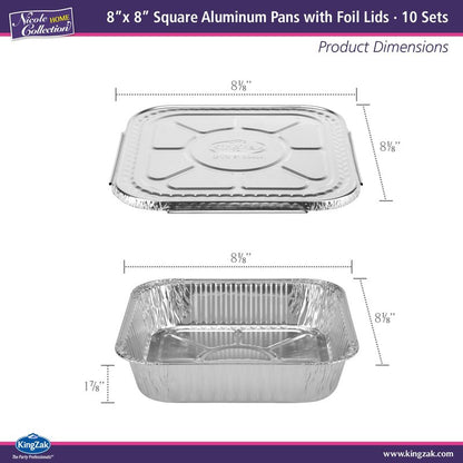 Nicole Home Collection 8x8 Aluminum Pans (500 Pack) 8 Inch Foil Pans - Cake Pans - Aluminum Square Pans - Disposable Food container - great For Cake Baking, Cooking, Heating, Freezing, Prepping Food