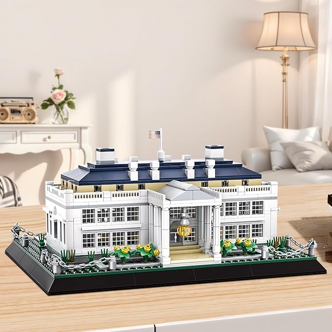 White House Architecture Building Blocks Set 894 PCS Washington D.C. Landmark Model Kit for Adults Teens United States Capitol Souvenir Gift Educational Construction Toy for Home Office Decor
