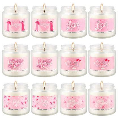 Set of 12 Valentines Scented Candles -3.5oz Romantic Candle Gifts,Wife, Girlfriend,Wedding Day,Anniversary, Long Lasting Soy Candles