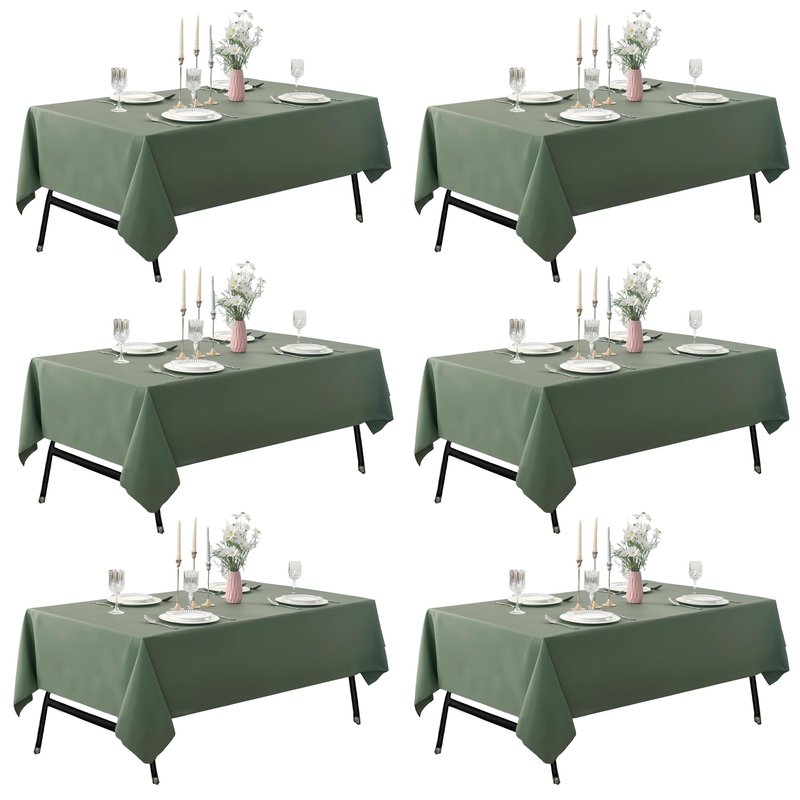 ZarzaaSik 10-Pack Round 108-inch Sage Green Table Cloths, Solid Stain and Wrinkle Resistant Circular Tablecloth, Premium Plain Weave Polyester Fabric Table Linen Covers for Hotel, Banquet