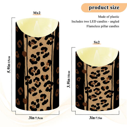 Gravopti Leopard 2 Pack Flameless LED Pillar Candles with Remote & Timer, Battery Operated, Flickering Wax Candle for Wedding, Romantic Home & Party Decor