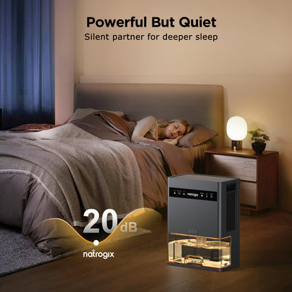 Dehumidifier, 106 OZ Water Tank Dehumidifiers for Home, 1000 sq.ft Quiet Dehumidifier for Basement Bathroom Bedroom RV with Auto Shut Off, Timer, Sleep Mode, 7 Color Light, Grey