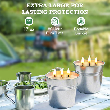 Citronella Candles Outdoor – 2 x 17 oz Large 3-Wick Outdoor Candle, Up to 180 Hours Burn Time, Lemongrass Scent for Outdoor Patio, Garden, Yard, Balcony, Camping