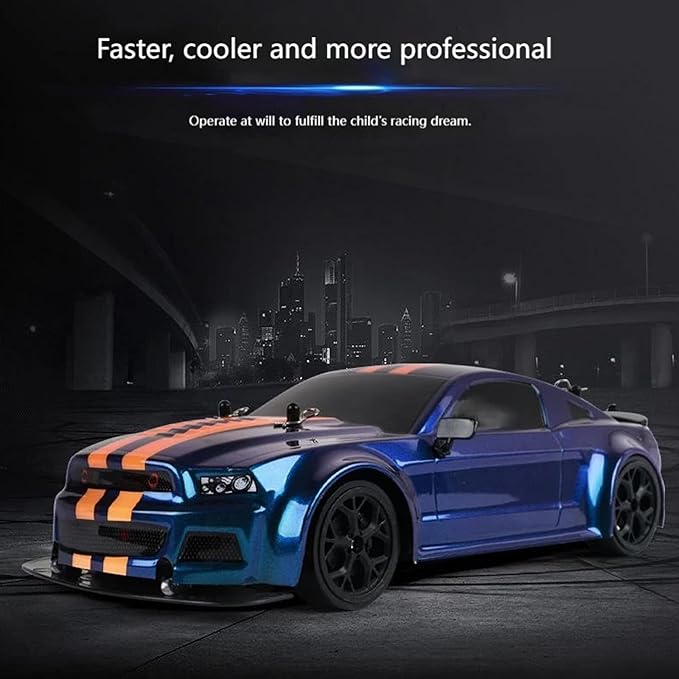 RC Drift Car 1:14 4WD 30KM/H High Speed RC Racing Car 2.4GHz Remote Control LED Lights 2 Batteries Race &amp Drift Tires for Adults (Blue)