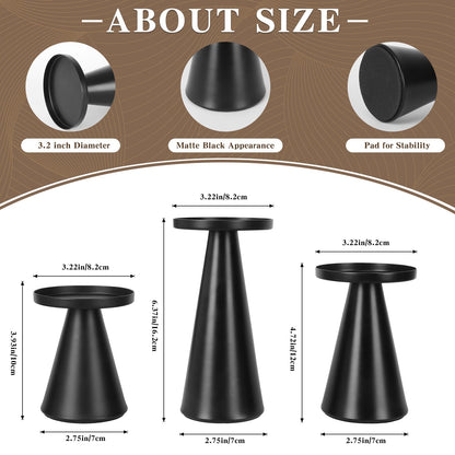 Black Iron Plate Candle Holder Set of 3-4 & 4.7 & 6.4 Inch Tall, Decorative Iron Pillar Candle Plate, Elegant Candle Stand for LED & Wax Candles, Incense Cones, Spa, Weddings (Candles Not Including)
