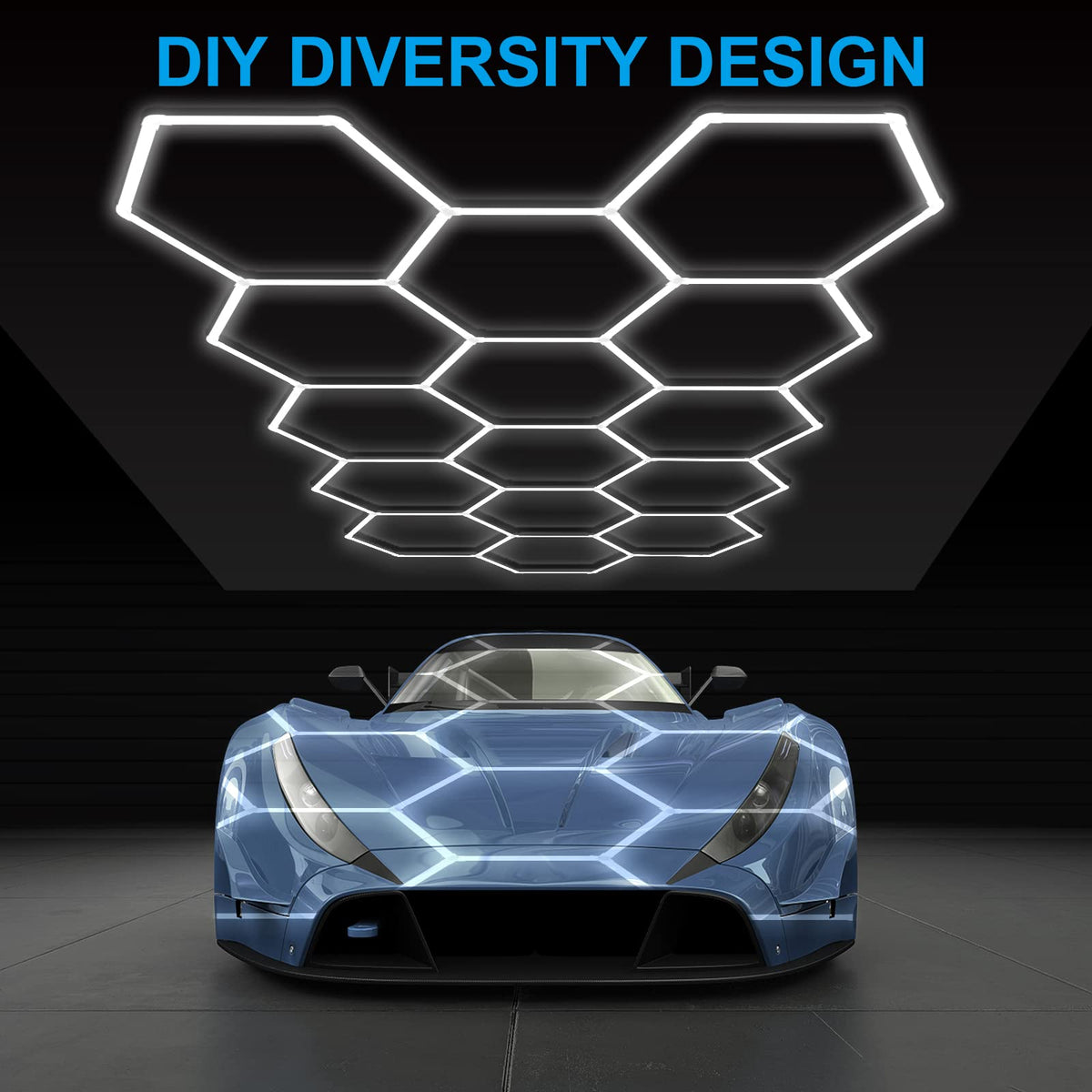 Hexagon Garage Lights: 6500K Cool White 5 Grid Hex Garage Light, 25 Packs LED Light, Super Bright Honeycomb Hexagon Ceiling Llight for Car Detailing Garage Workshop Basement Gym Barber