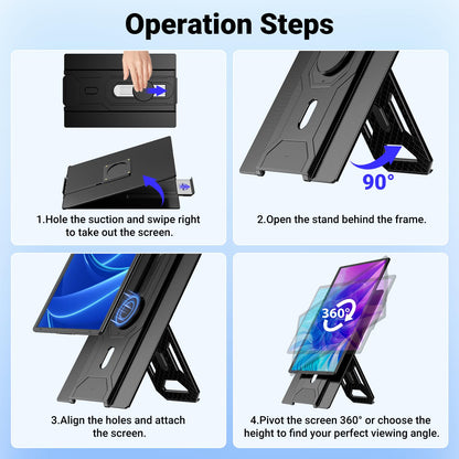 Ygretyrjh 16.1" Laptop Screen Extender, 1200P FHD Portable Monitor for Laptop, 360° Rotating, Plug & Play, Detachable Stand, Height Adjustable, Seamless Frame, Travel Monitor for Mac/OS/Win/Chrome/Dex