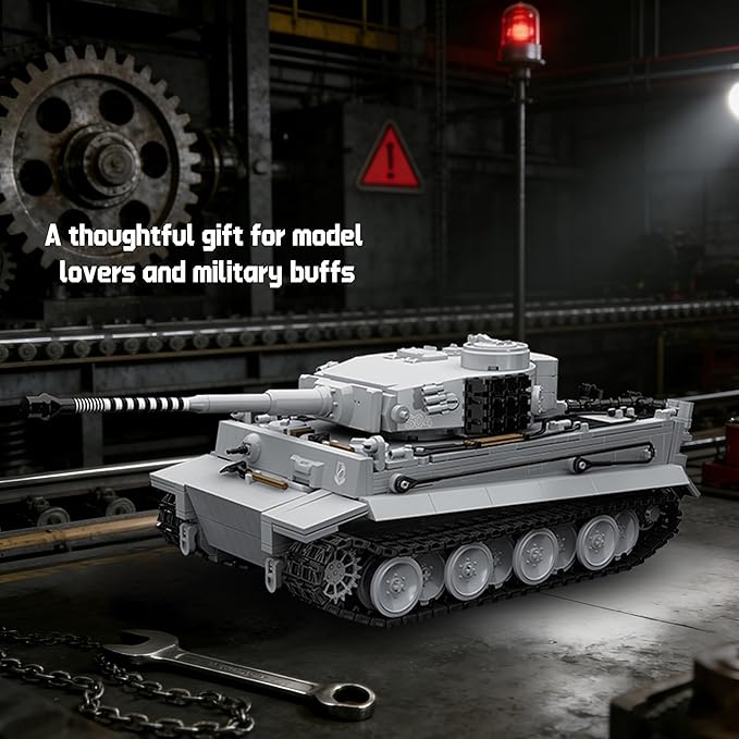 WW2 Tiger Heavy Tank S04 Building Sets Panzer VI Army Military Vehicles Collectible Model for Adults Boys 14+ 1544PCS White