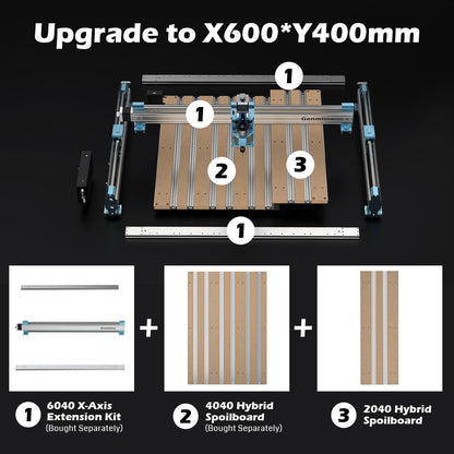 Genmitsu 4040-PRO X-Axis Extension Kit, 4040 Upgrade to 6040, CNC Accessories for 4040-PRO CNC Router Machine, Extended Working Area 600 x 400mm (23.62’’ X15.75’’)