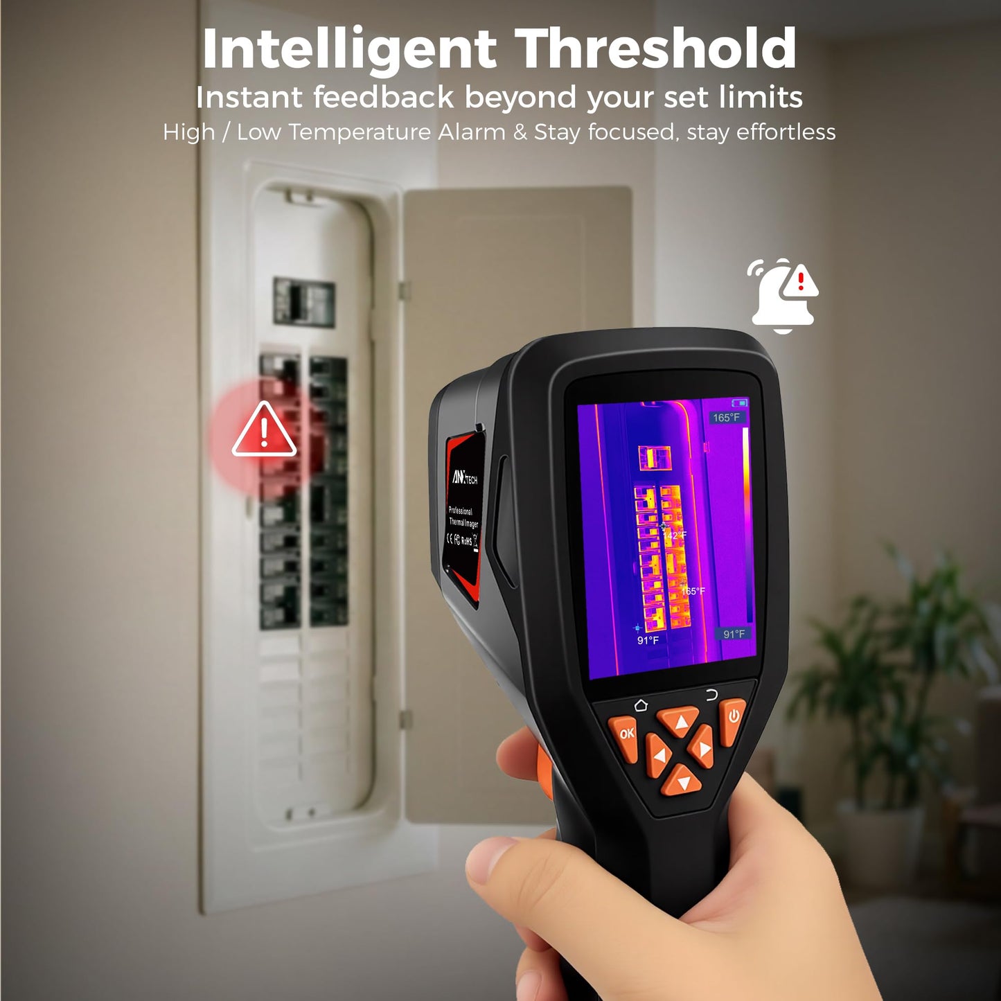 ANXTECH Handheld Thermal Imaging Camera 320×240 Super Resolution, 25HZ Refresh Rate, High/Low Temp Alarm, 8H Battery Life for Water Leak Detection, Hidden Moisture and Home Inspection