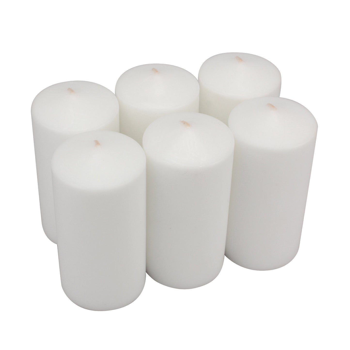 Stonebriar Bulk 96 Pack Unscented Smokeless Long Burning Clear Cup Tea Light Candles with 8 Hour Extended Burn Time, White & Tall 3x6 Inch Unscented Pillar Candles,White, 6 Count