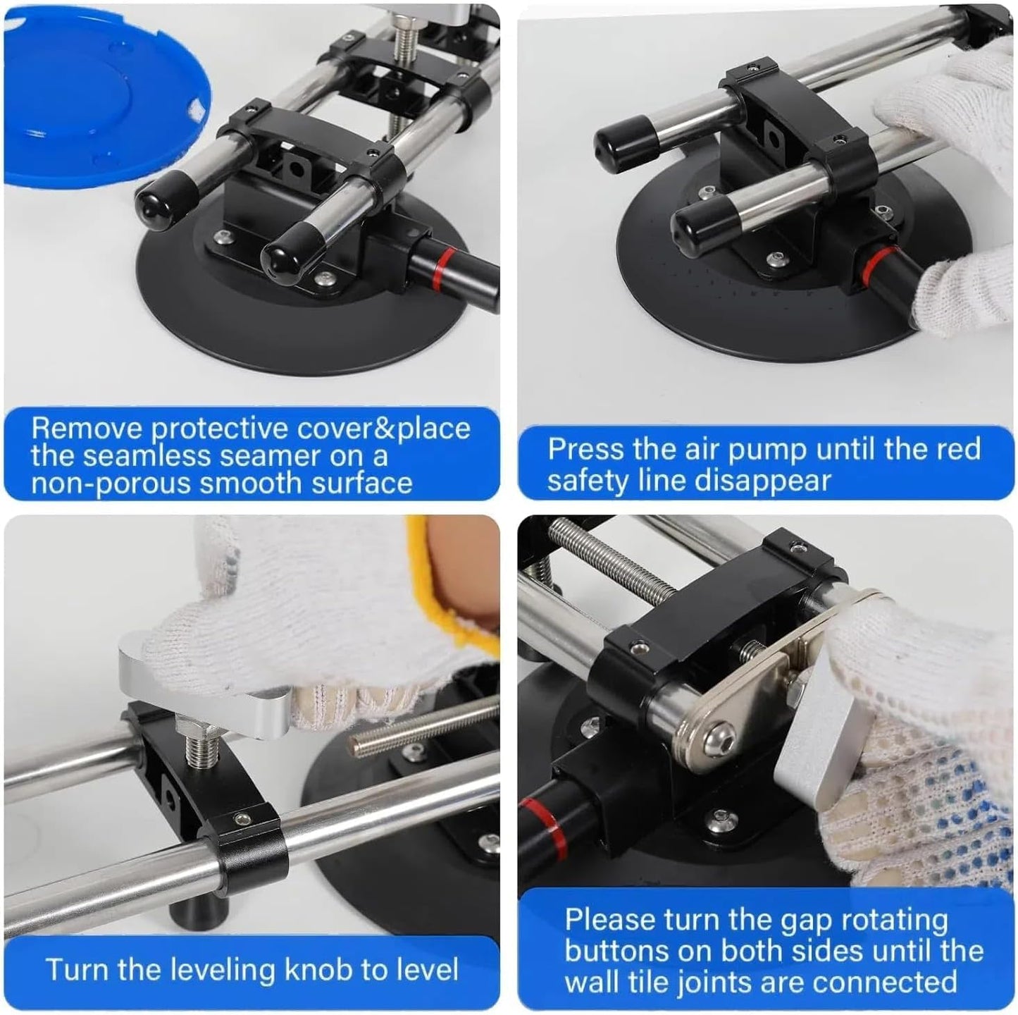 INREPRO 2 Pack Seamless Seam Setter with 6 Inch Vacuum Suction Cups for Seam Joining &cLevelling, Professional Countertop Installation Tool for Granite, Stone, Marble, Slab, Tile Gap Regulator