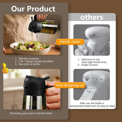 SWEET VIEW - Olive Oil Sprayer for Cooking, 16oz/470ml Glass Light-Proof Oil Pourer for Kitchen with Stickers for Air Fryer, Cooking, Salad, and BBQ with Stickers