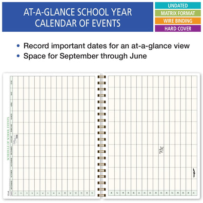 Elan Publishing Company HARDCOVER 7 Period Teacher Lesson Planner - Days Horizontally Across the Top with Bonus Clip-in Bookmark (Tree Seasons)
