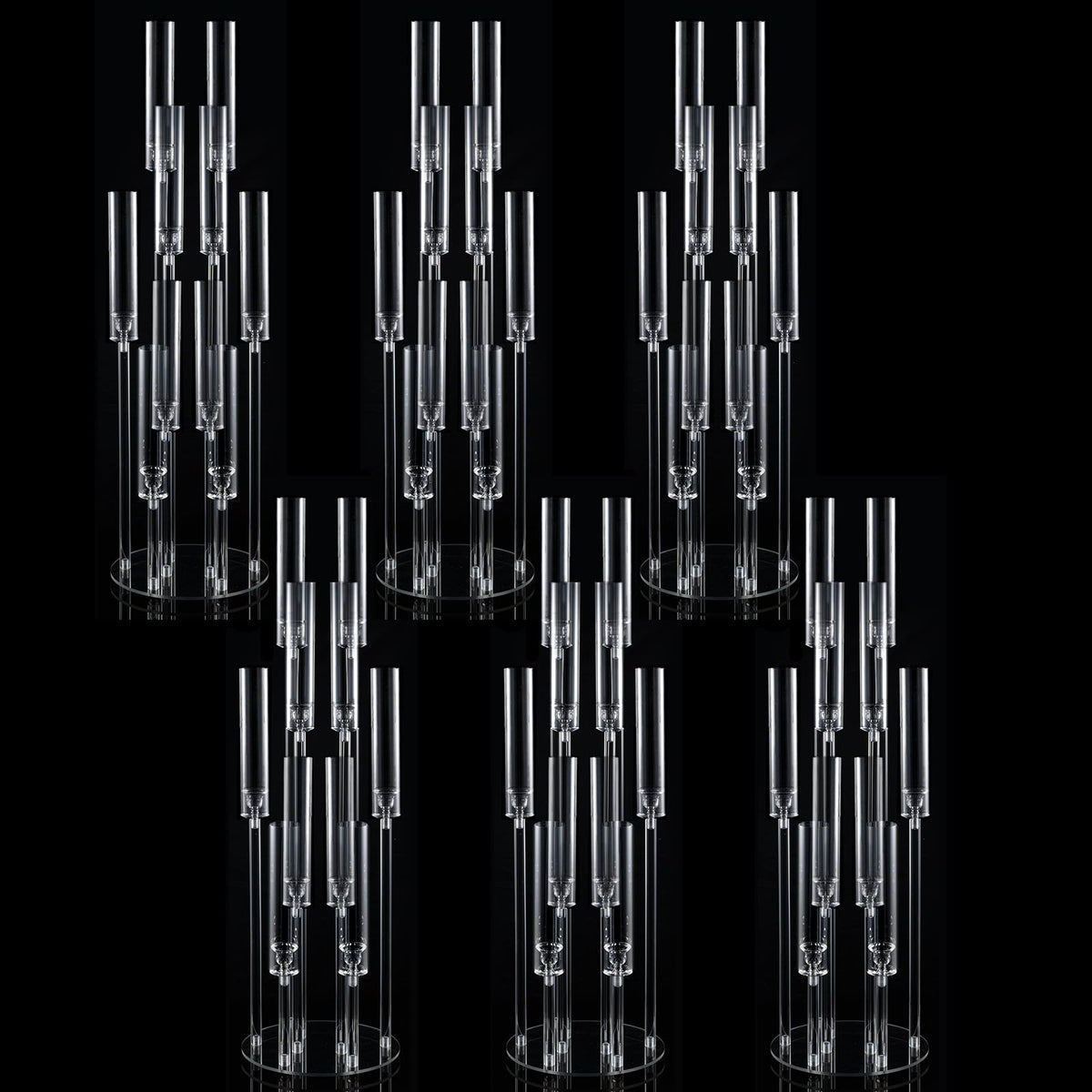 6PCS Candelabra 10 Arm Centerpieces for Tables Acrylic Bulk,Clear Floor Candle Holder for Wedding Candle Sticks Holder Decor for Baby Shower Party Event candelabros para centros de mesa