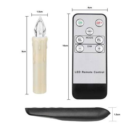 FPOO 12 PCS Flameless Flickering Window Candles with Timer Remote, Battery Operated LED Taper Christmas Tree Candles Lights with Clips and Suction Cups for Home, Garden, Holiday Decorations