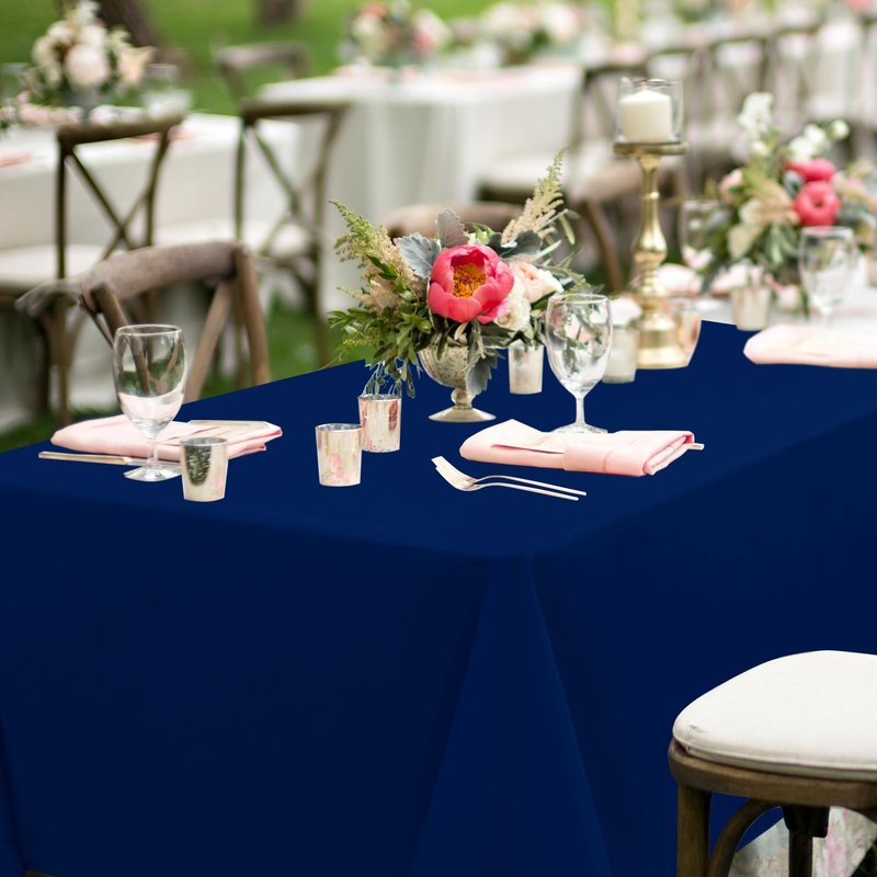 sancua Rectangle Tablecloths for 8 Foot Tables, 6 Pack - Washable Polyester Fabric Table Cloth for Wedding Party, Birthday, Banquet Reception, 60x120 Inch, Navy Blue