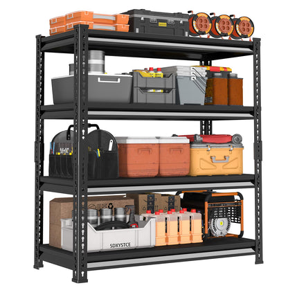 SDXYSTCE 40" W Garage Shelving Heavy Duty, 1600 Lbs Loads Garage Storage Shelves Heavy Duty, 4-Tier Metal Shelving Units and Storage for Basement, Retiple Tanks,40" Wx16 Dx72 H, Black