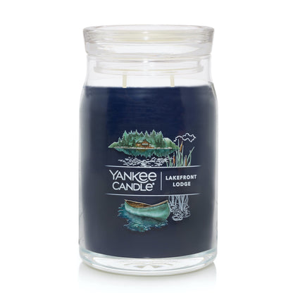 Yankee Candle Lakefront Lodge Scented Signature 20oz Large Jar 2-Wick Candle Over 60 Hours of Burn Time