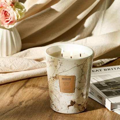 M&SENSE Santal Scented Soy Candle, 3 Wick Highly Scented 14.1 Oz 75H, Aromatherapy Christmas Gift for Women and Men