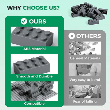 500 Piece Classic Building Bricks and 1 Gray Baseplate 2x4 Bricks Bulk Creative Building Toys Blocks Bulk for Kids Ages 6+ Dark Gray(Small Bricks 1.25x0.62x0.47 in)