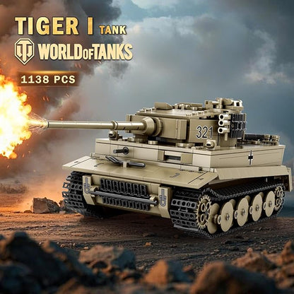 Reobrix Tiger I Tank Building Block Set for AdultWW2 Military German Tank Model SetWorld of Tanks Authorized Products 77031Army Toys Building KitIdeal Gift for Boys Age 14+1138 PCS