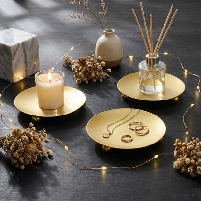 Vesici 12 Pcs Candlestick Holder Plate Pillar Candle Holder Candles Stand Decorative Centerpieces for Table Wedding Events Party Living Room Housewarming Gift(Baking Paint,Size 2,Gold)