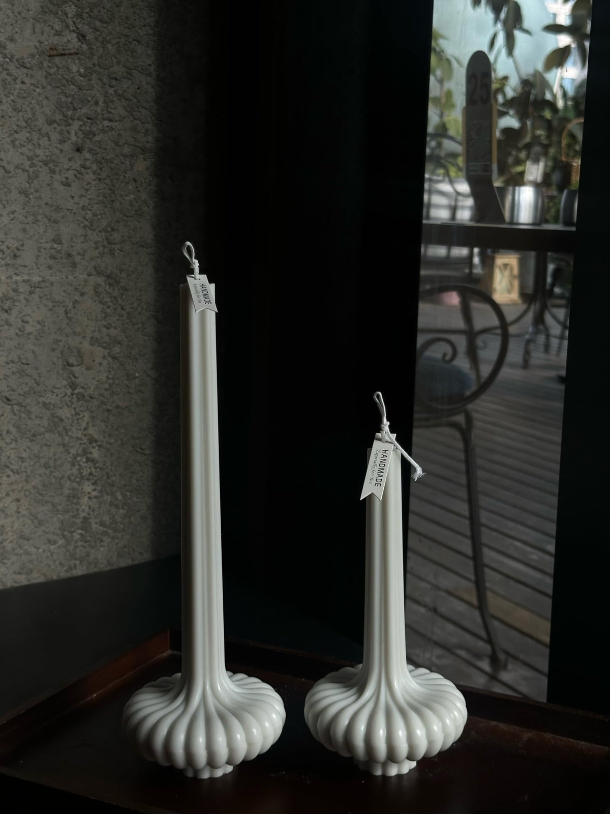 Hyznengu Pumpkin Base Candle - Set of 2 Handmade Pillar Scented Soy Wax Candles, Elegant Aesthetic Home Decor for Women, Housewarming Gift, Coffee Table, Shelf, or Bathroom Decorative Idea (Gray)