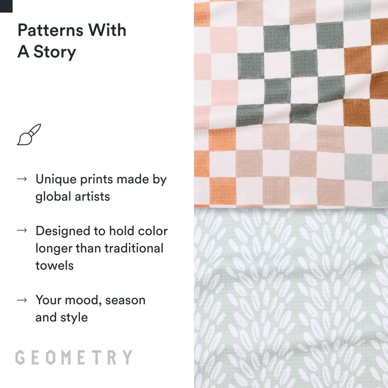 GEOMETRY Kitchen Tea Towels - Quick Dry Microfiber Dish Towels for Kitchen Checkmate CA, 18" x 30" 2-Pack