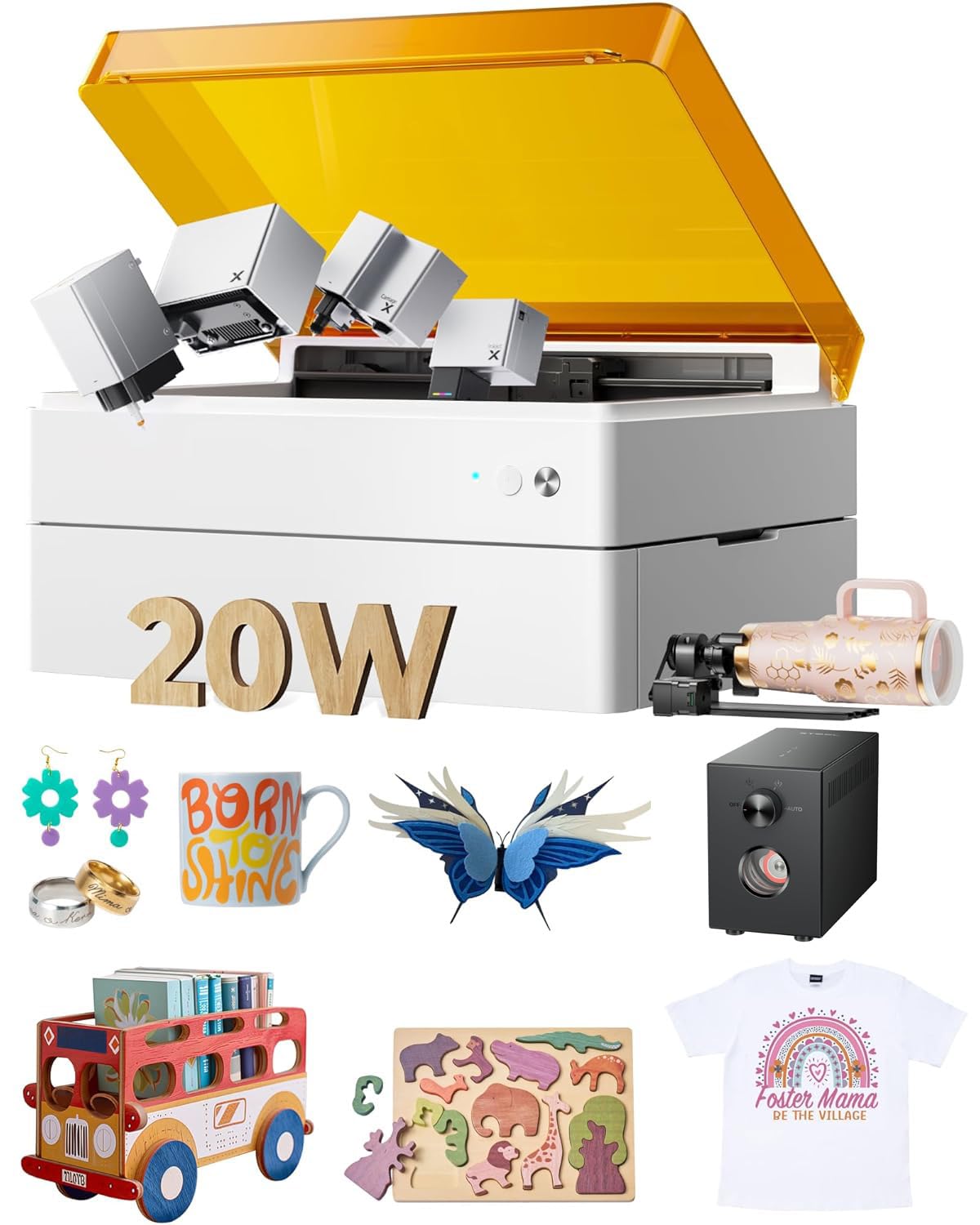 xTool M1 Ultra Laser Engraving Machine, 4-in-1 Craft Machine with 20W Laser Engraver, Inkjet Printing, Blade Cutting, Pen Drawing, Air-Compress Assist