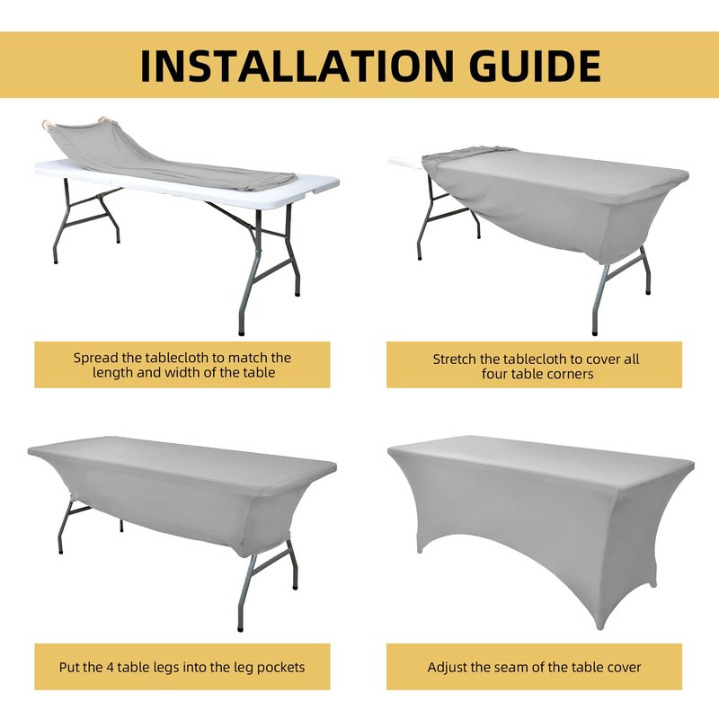 ZarzaaSik 114 10-Pack 6ft Spandex Table Covers for Rectangle Standard Folding Tables - Wrinkle Resistant Stretch Tablecloths - Ultimate Fitted Table Protector for Parties, Banquet, and Wedding