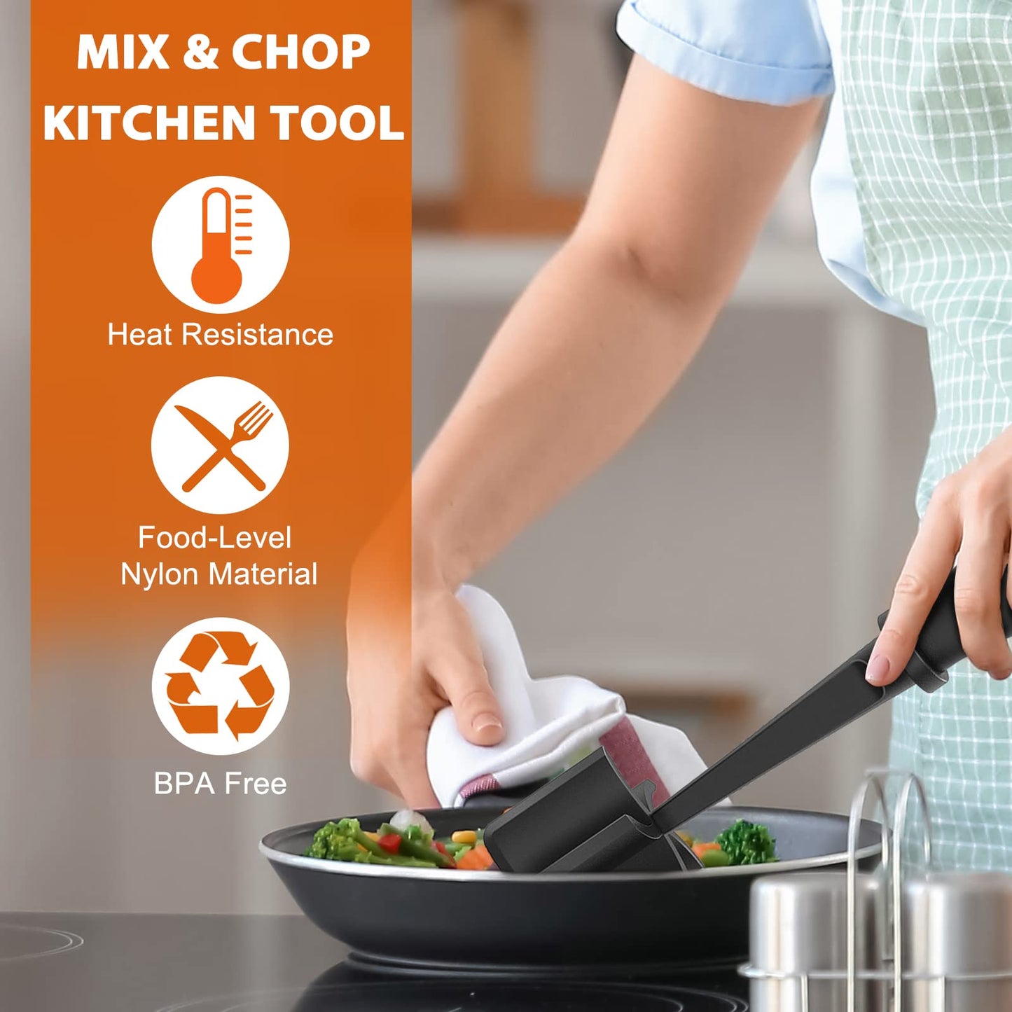Heat Resistant Hamburger Masher - 5 Curve Blade Meat Masher for Hamburger, Mix and Chop Kitchen Tool