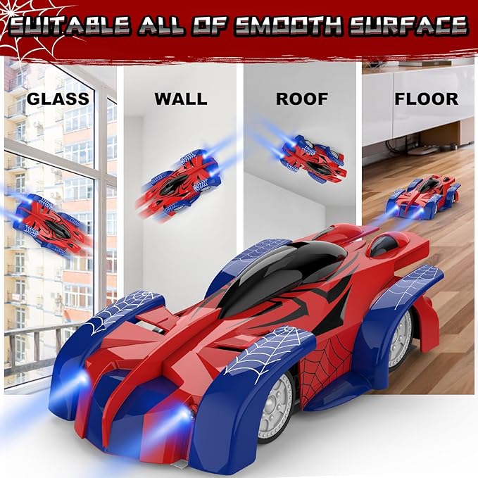 Wall Climbing Remote Control Car 360° Rotating RC Stunt Car with Headlight Rechargeable RC Cars Toys for 3 4 5 6 7 8-12 Year Old Boys Girls Kids