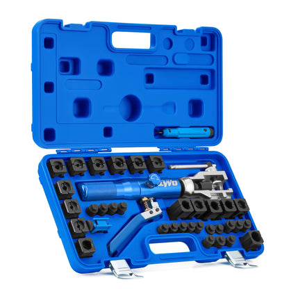 Orion Motor Tech Hydraulic Flaring Tool Kit, Universal Brake Flaring Tool Set with Tubing Cutter, 45° Single& Double Flaring Tool Kit with Deburring Tool, Brake Line Flaring Tool for ISO Bubble Flare