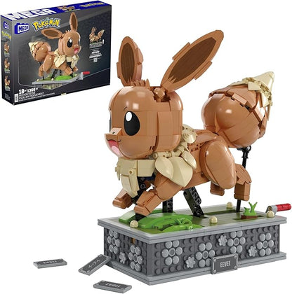 MEGA Pokémon Action Figure Building Set Motion Eevee with 1366 Pieces Turn Crank for Running Movement Build &amp Display Toy for Collectors